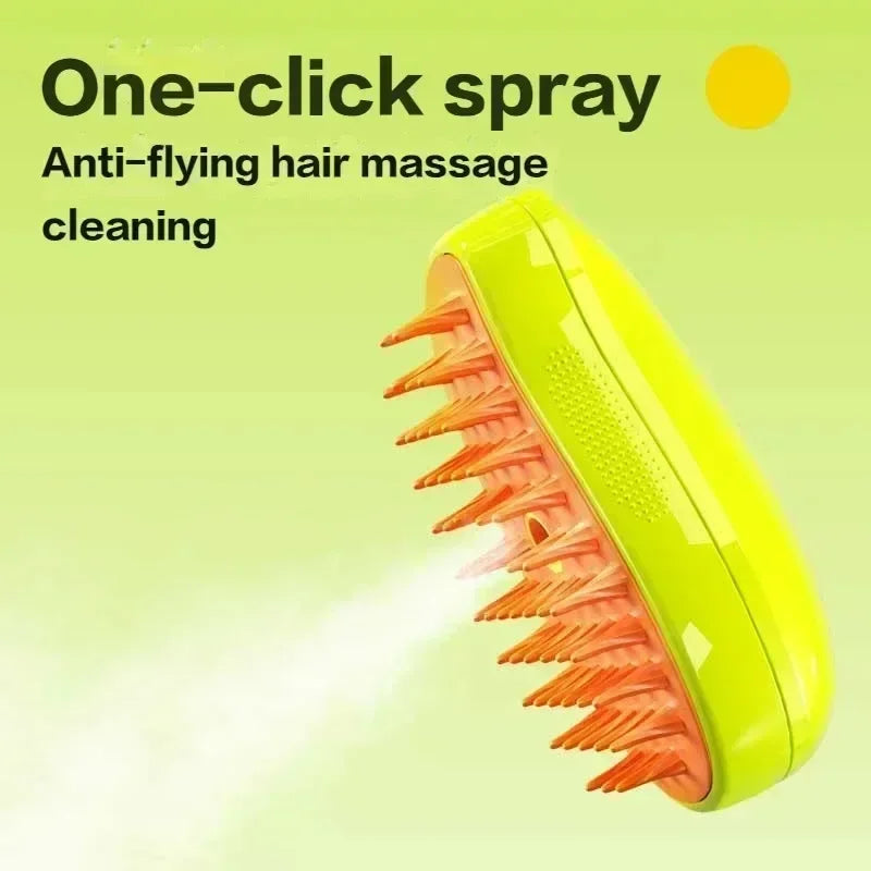 Bristle Steam Pro: 3-in-1 Electric Pet Grooming Brush with Massage and Shedding Comb