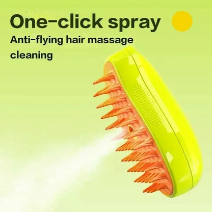 Bristle Steam Pro: 3-in-1 Electric Pet Grooming Brush with Massage and Shedding Comb