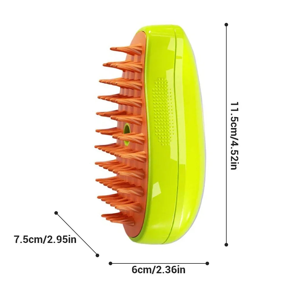 Bristle Steam Pro: 3-in-1 Electric Pet Grooming Brush with Massage and Shedding Comb